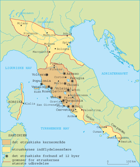 Kort over antikkens Etrurien